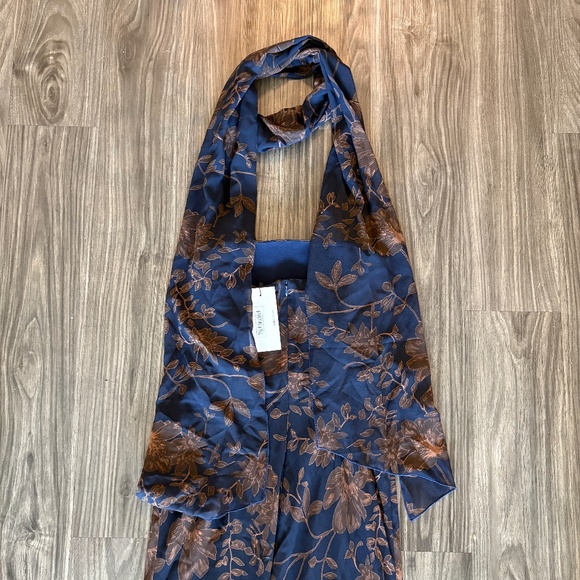 NEW Park & Fifth Chelsea Dress XS Blue and Brown Floral Strapless Maxi Scarf - Picture 4 of 13